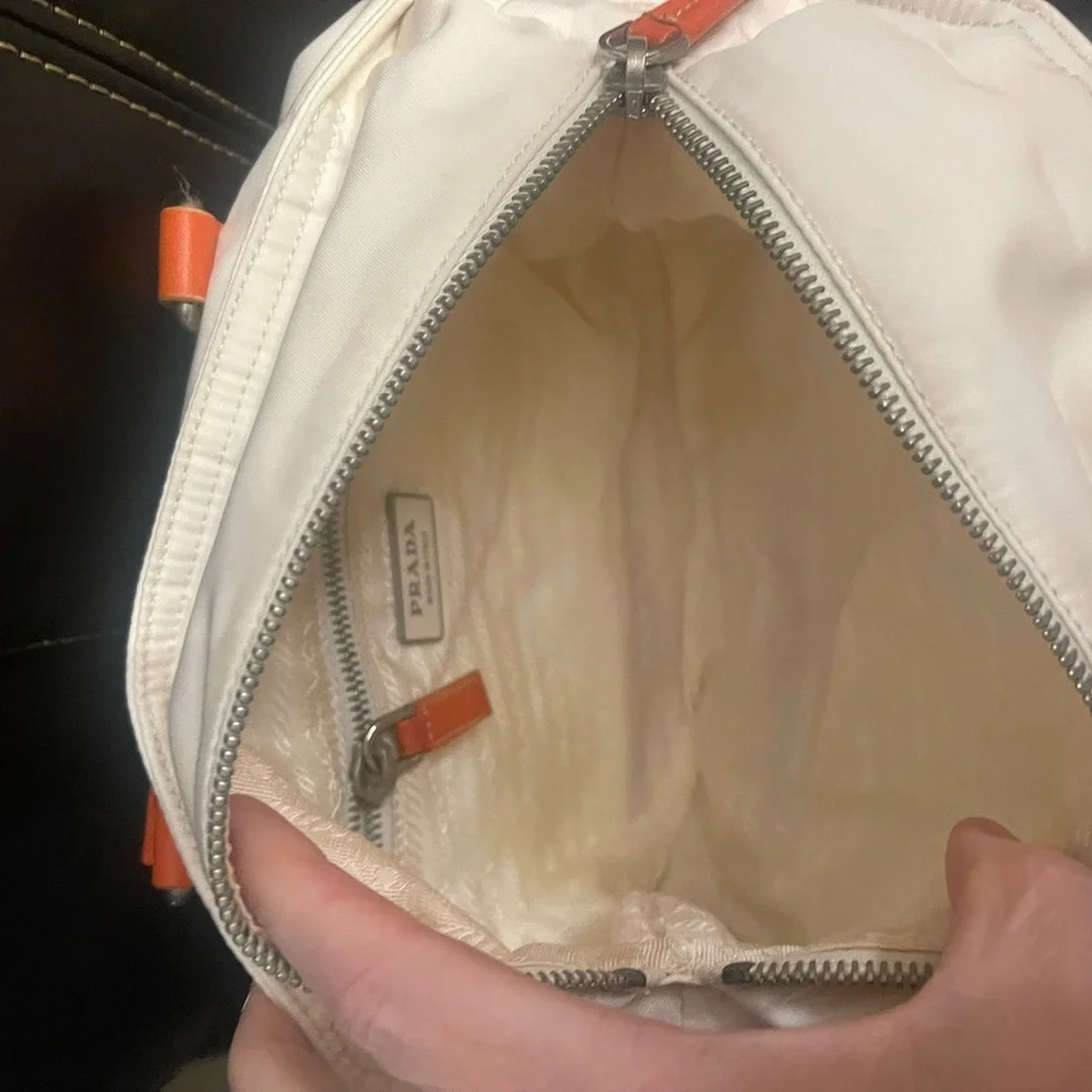 Prada Nylon 2-Way White and Orange Bag - Picture 8 of 11